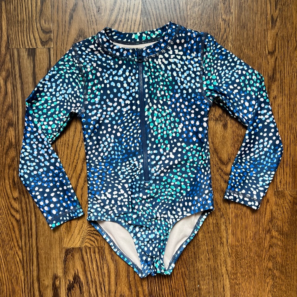 Tea Collection Dot Wave Patterned Girls Long-Sleeve One Piece  Rashguard